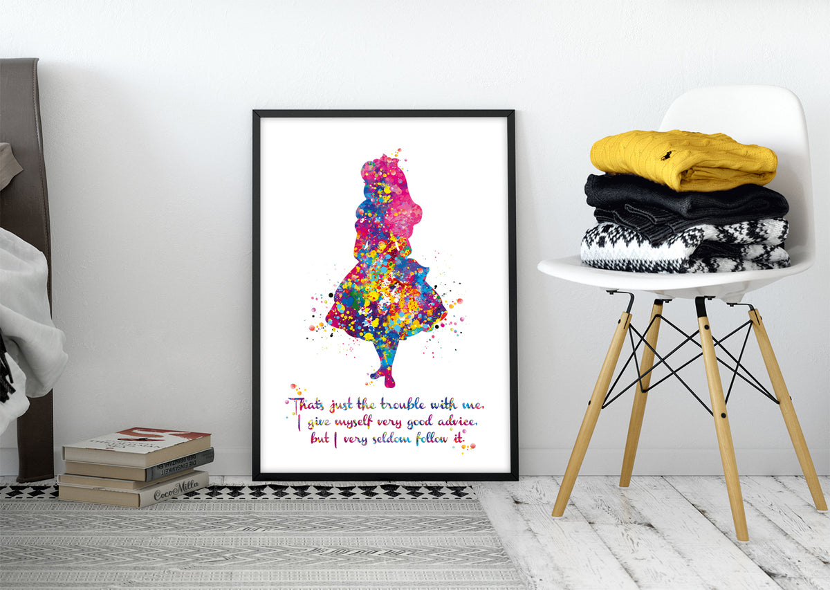 Alice in Wonderland, Famous Quotes Print christening Gift Nursery Print  Nursery Decor Childrens Art Childrens Book Gift for Her 