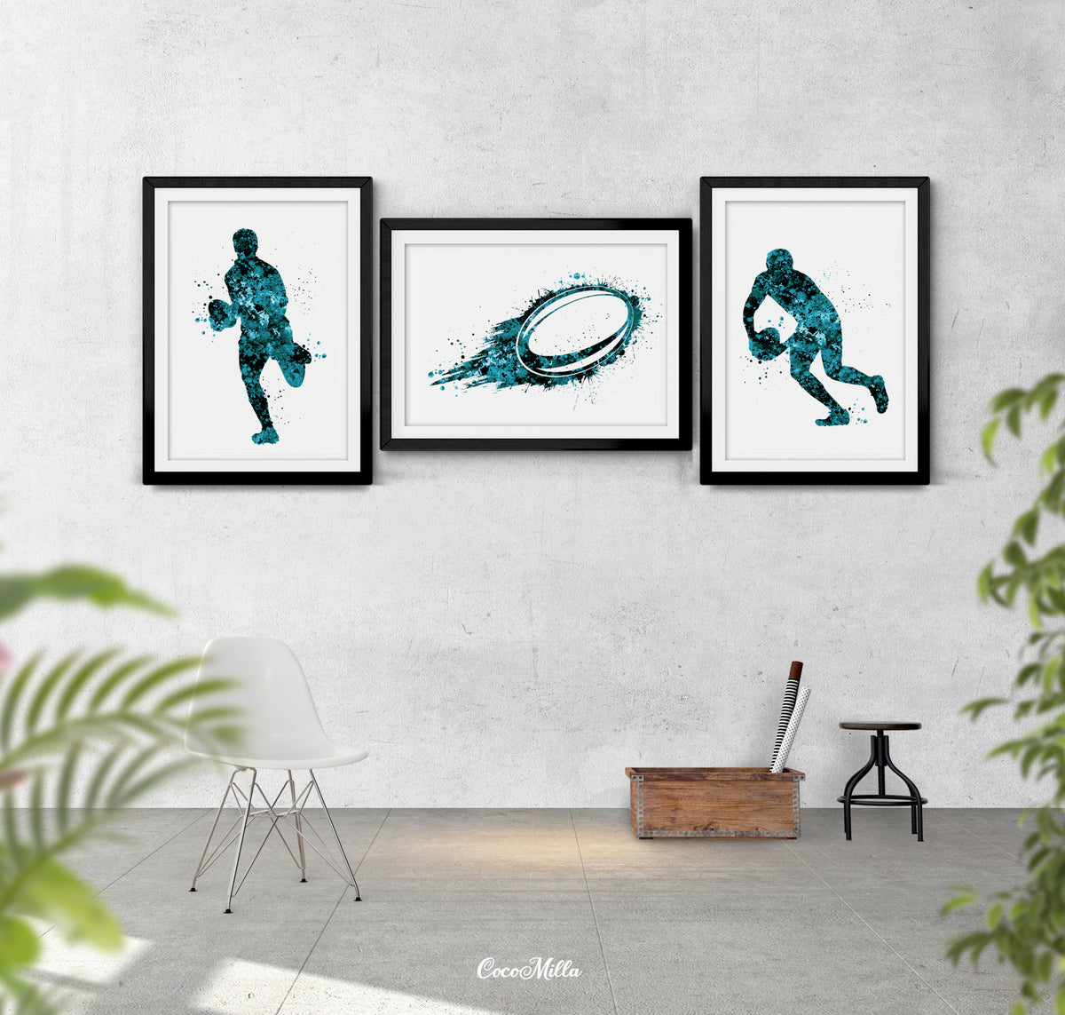 Rugby Player Set of 2 Prints, Teen Wall Art, Rugby Poster, Gift