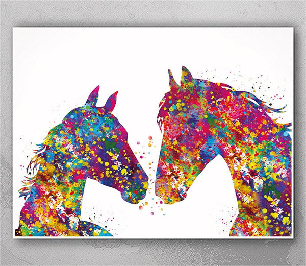 Horse Couple Love Watercolor Print Housewarming Gift Country Home Decor Wall Decor Christmas Gift Farmhouse Anniversary Wall Art Decor-831