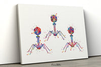 Bacteriophage Watercolor Print Virus Medical Art T-Cell Biotech Wall Art Bioscience Microbiology Bacteria Biology Microscopy Science Art-196
