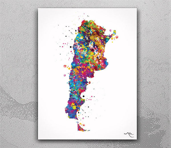 Argentina Watercolor Map South America Art Print  Wall Art Wedding Gift Poster Home Map Wall Decor Home Travel Decor Map Wall Hanging-383