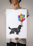 Cocker Spaniel with Balloon Watercolor Print Wall Art Dog Art Doglover Wall Decor Art Pet Dog Memorial Gift Wall Hanging Pet Loss Gift-1756