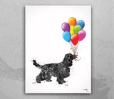 Cocker Spaniel with Balloon Watercolor Print Wall Art Dog Art Doglover Wall Decor Art Pet Dog Memorial Gift Wall Hanging Pet Loss Gift-1756