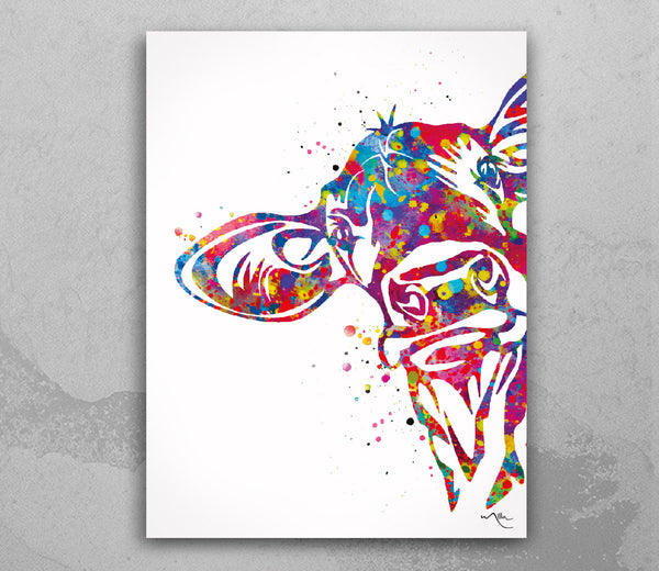 Dairy Cow Portrait Watercolor Print Farmhouse Decor Housewarming Gift Country Nosey Cow Lover Gift Peekaboo Cattle Art Farming Wall Art-1885