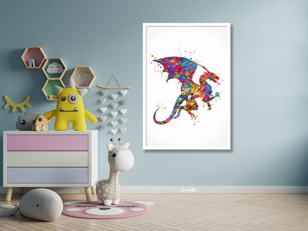 Dragon Watercolor Print Wall Art Poster Kids Room Art Home Decor Wall –  CocoMilla