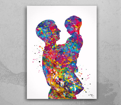 Father and Son Watercolor Print New Mom and Father Day Parents Love Gift Wall Art Family Wedding Gift Art Home Decor Nursery Decor-1777