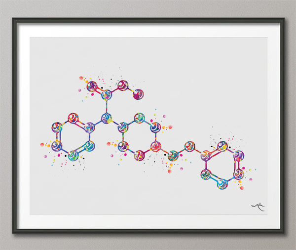 Fentanyl Molecule Watercolor Print Medical Art Anesthesiologist Gift Wall Art Nerd Anesthesiology Art Biology Chemistry Science Decor-673