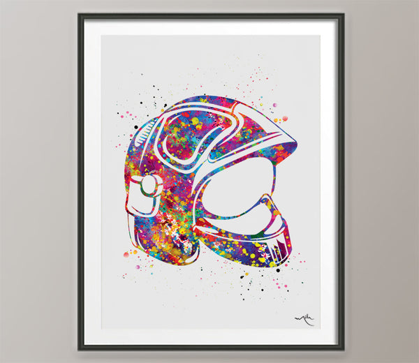 Firefighter Helmet Watercolor Print Fireman Gift Fire Department Fire Soldier Wall Art Wall Decor Rescue Personalised Add Name Hero Gift-562