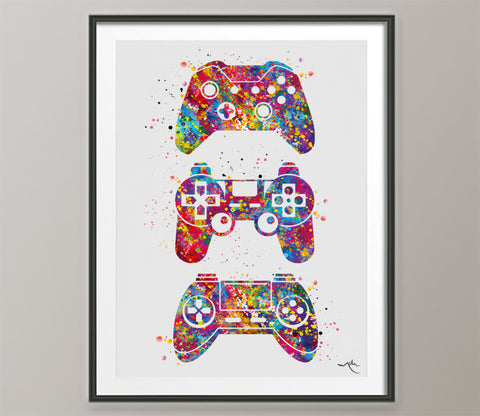 Gamers Art Watercolor Print Joystick Nursery Game Room Decor Wall Art for Kids Boys Girls Teen Game Controller Gaming Gamer Video Game-567