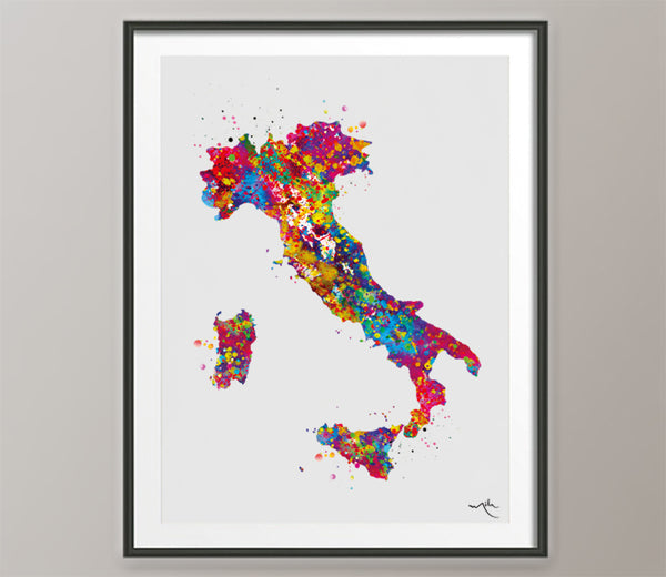 Italy Map Watercolor Print Italy Country Map Art Print Wedding Gift Travel Wall Decor Housewarming Gift Wall Art Homesick Wall Hanging-140