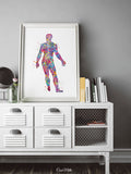 Male Nervous System Watercolor Print Circulatory System Human Veins Brain Anatomy Art Neurology Clinic Office Wall Art Medical Art-1841