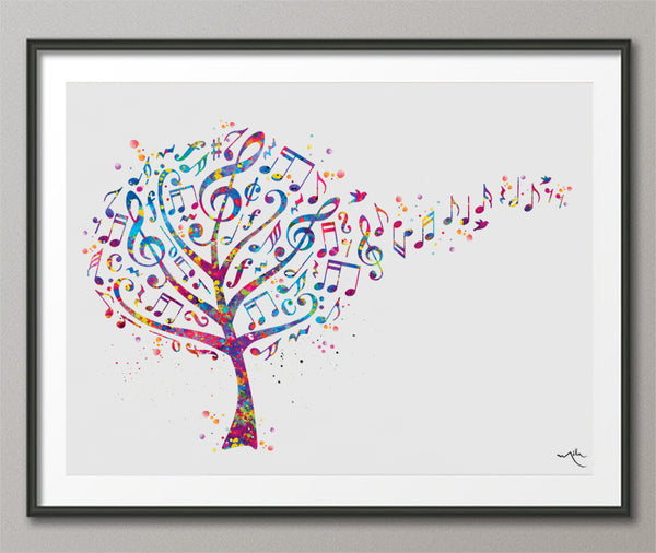 Music Tree Watercolor Print Treble Clef Art Print Art Print Music Notes Musician Gift Wall Decor Music Wall Art Housewarming Music Room-138