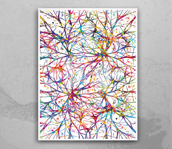 Neural Connections Watercolor Print Abstract Medical Art Science Neurology Brain Psychiatry Therapy Art Doctor Poster Neuron Synapses-1827