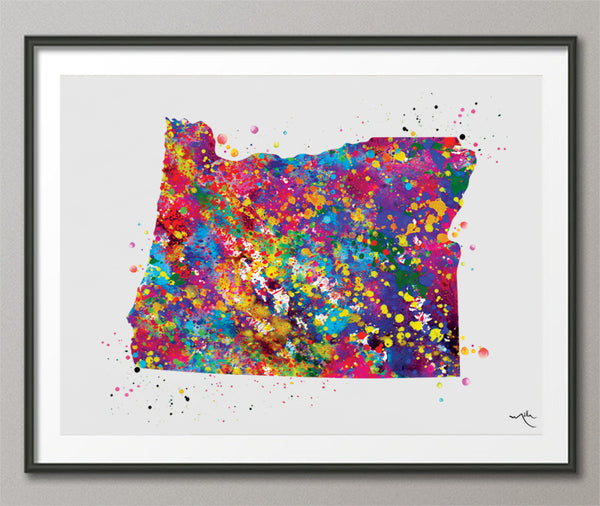 Oregon State Map Watercolor Print Wall Art Wedding Gift Homesick Anniversary Art State Wall Art Housewarming Gift Decor Wall Hanging-351