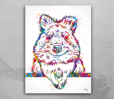 Quokka Watercolor Print Art Wall Art Poster Nursery Wall Decor Housewarming Gift Cute Animal Poster Happy Australian Animal Wall Art-1882