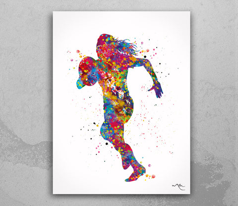 Rugby Player Girl Watercolor Print Gift Female Woman Girls Rugby Player Bedroom Decor Sports Poster Wall Art Wall Decor Sport Wall Art-1726