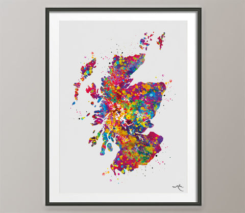 Scotland Map Watercolor Print Map Travel Gift Wall Art Wedding Gift Poster Wall Decor Art Home Decor Housewarming Gift Wall Hanging-1688