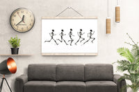 Skeleton Running Phases Watercolor Print Skeletal System Poster Clinic Physical Therapist Runner Sport Human Bones Anatomy Medical Art-1828