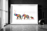 Elephant Family Same Sex Two Dads Watercolor Print Wall Art Gay Adoption LGBT Family Love Wins Wedding Gift Love is Love Gift Mr and Mr-1834