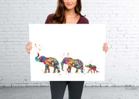 Elephant Family Same Sex Two Dads Watercolor Print Wall Art Gay Adoption LGBT Family Love Wins Wedding Gift Love is Love Gift Mr and Mr-1834