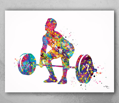 Man Weight Lifter Watercolor Print Male Boy Weightlifter Gift Art Wall Decor Gym Fitness Power Lifter Strong Dad Gift Sport Wall Art-1704