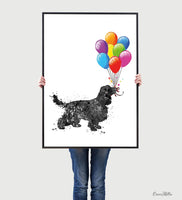 Cocker Spaniel with Balloon Watercolor Print Wall Art Dog Art Doglover Wall Decor Art Pet Dog Memorial Gift Wall Hanging Pet Loss Gift-1756