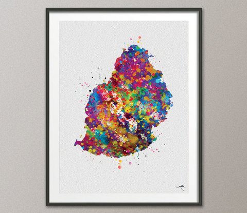 Mauritius Map Watercolor Print Mauritius Island Wall Art Wedding Gift Honeymoon Gift Map Wall Hanging Map Art Gift Home Wall Decor-1145 - CocoMilla