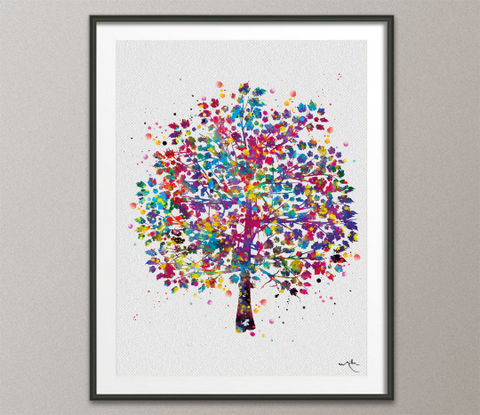 Tree Nature Love Watercolor Print Wedding Gift Fine Art Print Wall Art Decor Home Nursery Art Decor Family Love Wall Art Forest Hanging-181 - CocoMilla