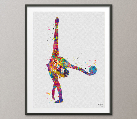 Rhythmic Gymnastics with Ball Watercolor Print Sports Art Teen Room Decor Nursery Art Sports Gift Girls Bedroom Decor Wall Art for Kids-1300 - CocoMilla