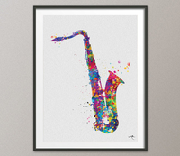 Saxophone Music Instrument Watercolor Print Saxophone Player Music Wall Art Saxophonists Jazz Geekery Nerdy Wall Hanging Music Poster-1132 - CocoMilla