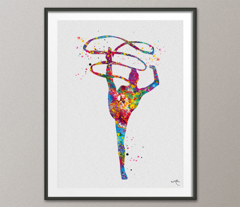 Rhythmic Gymnastics Watercolor Print Teen Room Decor Nursery Art Sports Decor Gymnastics Gift Girls Bedroom Decor Sports Art for Kids-1295 - CocoMilla