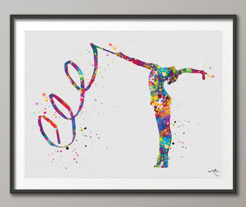 Rhythmic Gymnastics Watercolor Print Sports Art Teen Room Decor Nursery Art Sports Gift Gymnastics Gift Girls Bedroom Decor for Kids-1297 - CocoMilla