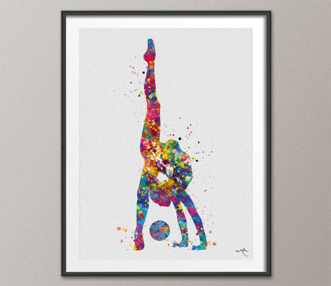 Rhythmic Gymnastics with Ball Watercolor Print Sports Art Teen Room Decor Nursery Art Sports Gift Girls Bedroom Decor Wall Art for Kids-1301 - CocoMilla