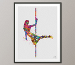 Pole Dancer Woman Girl Watercolor Print Dance Studio Sports Art Fitness Gift Teen Room Nursery Art Dance Gift Girls Dancing Wall Art-1306 - CocoMilla