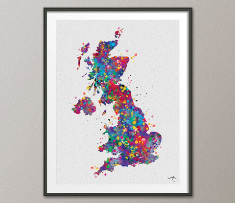 United Kingdom Map, United Kingdom Watercolor, UK Map, Great Britain Map, England Map, Travel Decor, English Home Decor, Wall Hanging-919 - CocoMilla