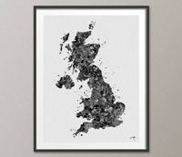 United Kingdom Map, United Kingdom Watercolor, UK Map, Great Britain Map, England Map, Travel Decor, English Home Decor, Wall Hanging-919 - CocoMilla