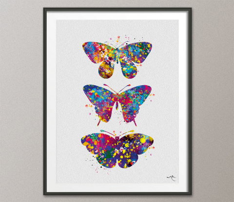 Butterfly Watercolor Print Butterflies Decorative Art Print Nursery Decor Gift Housewarming Gift Office Decor Room Wall Art Wall Decor-1565 - CocoMilla