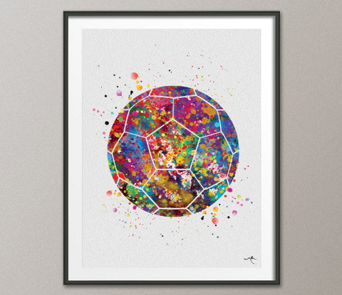 Soccer Ball Watercolor Print Soccer Man Soccer Boy Nursery Football Ball Poster Wall Art Wall Decor Run With Your Heart Sport Wall Art-507 - CocoMilla