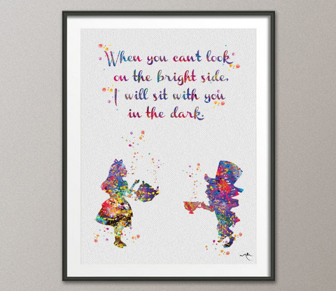 Mad Hatter and Alice in Wonderland Quote 3 Watercolor Print Tea Time Baby Shower For Kids Nursery Love Quote Wedding Gift Wall Hanging-1090 - CocoMilla