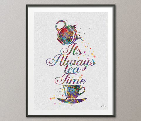 Tea Time Watercolor Print Kitchen Print Tea Party Children Decor Nursery Wall Art Kids Alice in Wonderland Wall Decor Tea Time Print-958 - CocoMilla