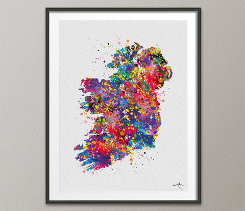 Ireland Watercolor Map illustrations Art Print Wall Wedding Gift Poster irish map Wall Decor Art Home Decor Wall Hanging [NO 391] - CocoMilla