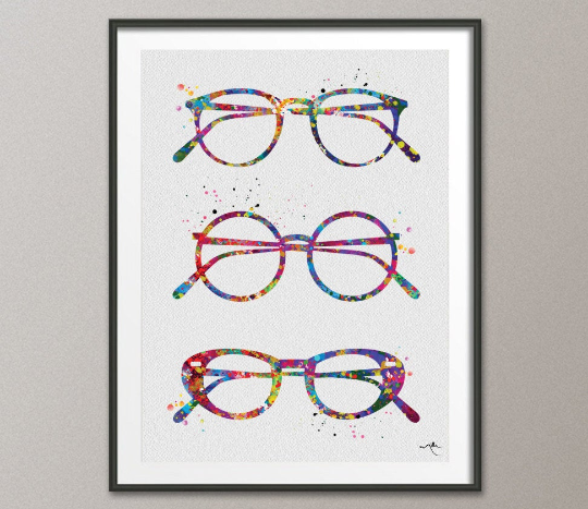 Eyeglasses Watercolor Print Optometrist Gift Optician Poster Eye Doctor Art Eye Wear Medical Art Ophthalmology Wall Art Eye Clinic Decor-320 - CocoMilla