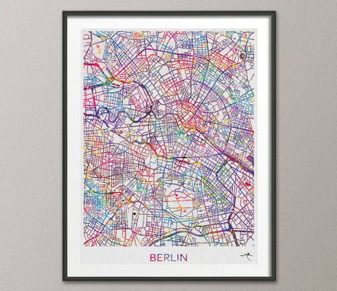 Berlin City Map Print Watercolor Art Print Wall Art Poster Germany Travel Wall Decor Wanderlust Decor Wall Hanging Deutschland Gift [NO 804] - CocoMilla