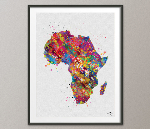 Africa Map Watercolor Print Art Print Wedding Gift Hometown Poster Homesick African Safari Wall Decor Art Home Decor Africa Wall Hanging-250 - CocoMilla