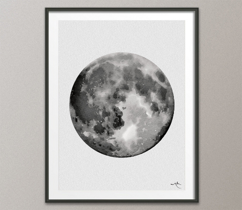 Full Moon Watercolor Print Housewarming Gift Poster Astrology La Luna Office Wall Art Wall Hanging Luna Art Celestial Nursery Decor-1653 - CocoMilla