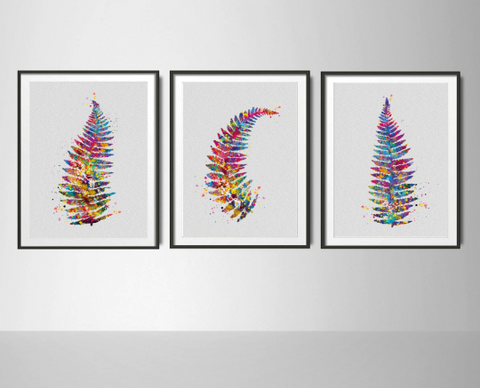 Fern Decor Set Watercolor Print Fern Leaves Fern Leaf Plant Botanical Decoration Poster Kitchen Nursery Home Modern Natural Wall Art -1367 - CocoMilla