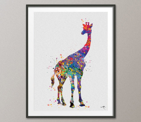 Giraffe Watercolor Painting Print Archival Fine Art Print For Kids Nursery art Wall Art Wall Decor Art Home Decor Wall Hanging Geek [NO 614] - CocoMilla