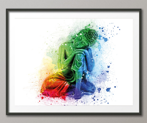 Buddha Colored Watercolor Print Wall Art Wall Decor Religion Decor Karma Wall Hanging Yoga Print Buddha Wall Art Buddha Art Relaxation-1575 - CocoMilla