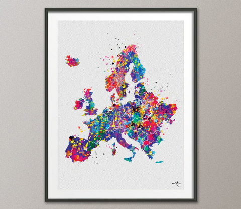 Map of Europe Map Wall Art Watercolor Art Print Travel Art Wanderlust Wall Poster Wall Decor Art Map Art Wall Hanging Office Decor [NO 189] - CocoMilla