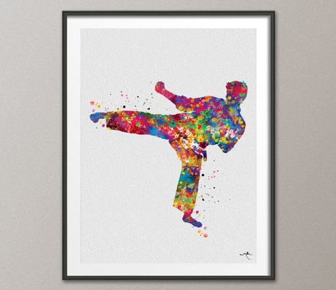 Karate Boy Watercolor Print Man Karate Gift Karate Kid Art Wall Art Wall Decor Boy Martial Art Decor Boy Karate Father Sport Wall Art-355 - CocoMilla